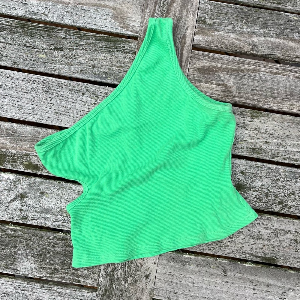 Princess Polly Green Cut-out one shoulder Tank Top